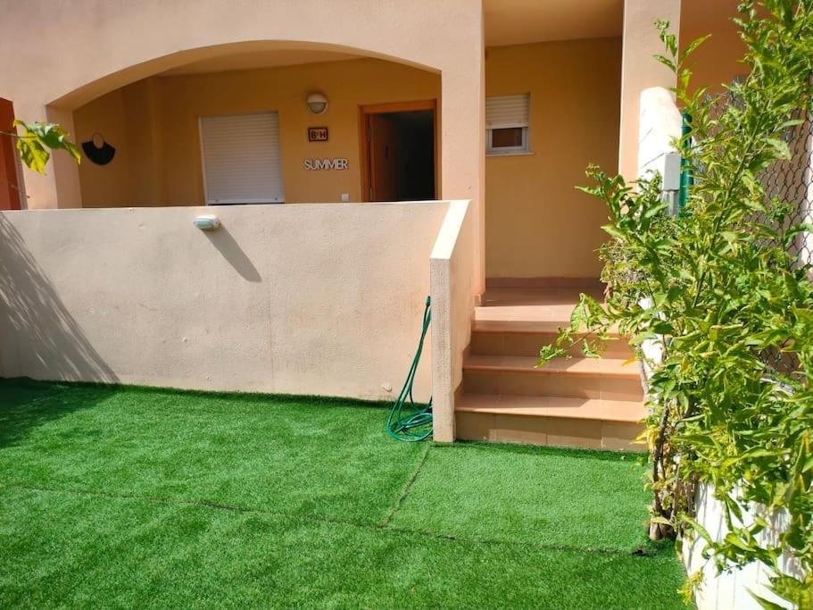 Bajo Con Jardin A Pie De Playa Y Piscina Comunitaria Con Jacuzzi Apartamento Playas de Vera Exterior foto