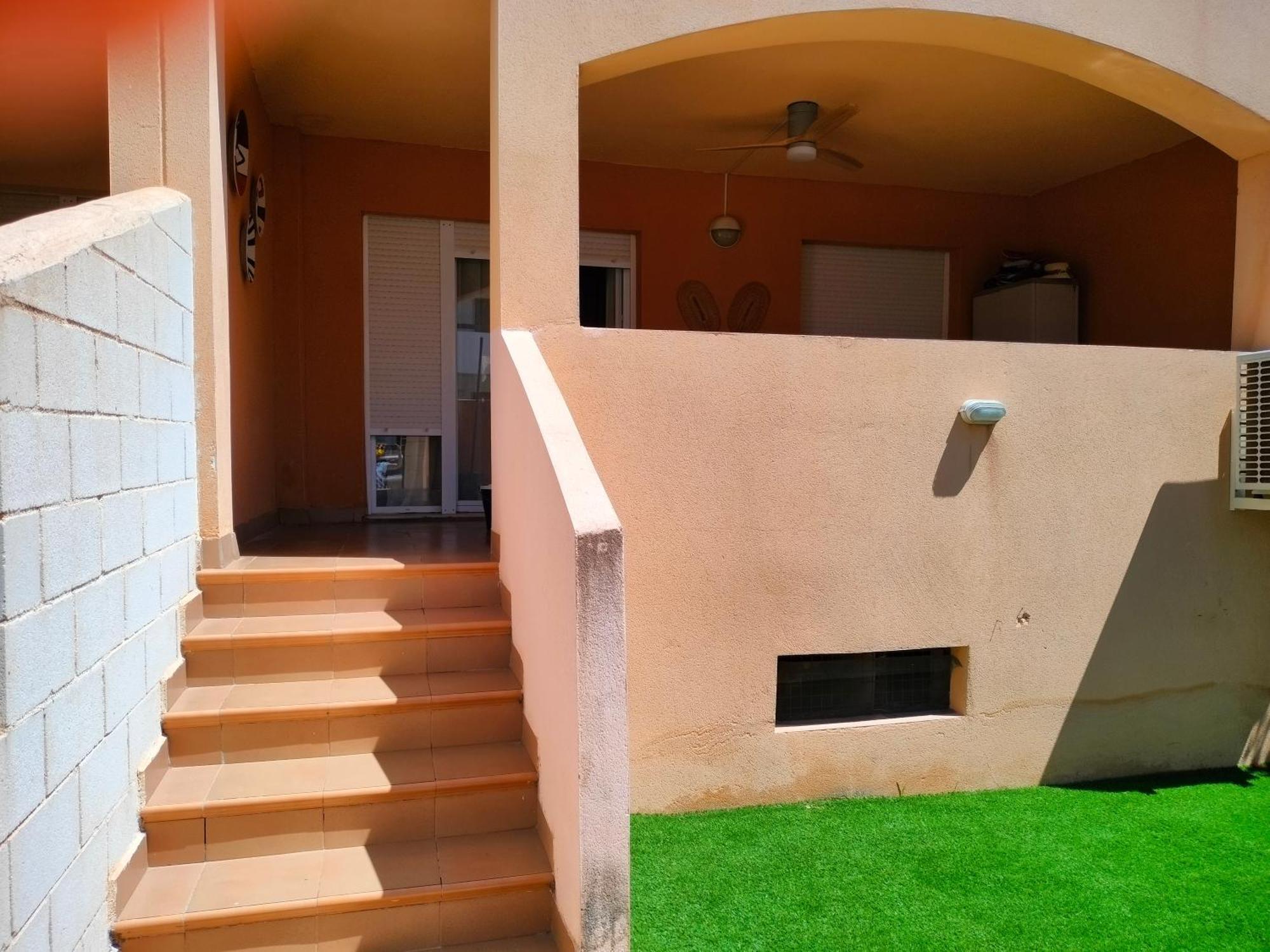 Bajo Con Jardin A Pie De Playa Y Piscina Comunitaria Con Jacuzzi Apartamento Playas de Vera Exterior foto