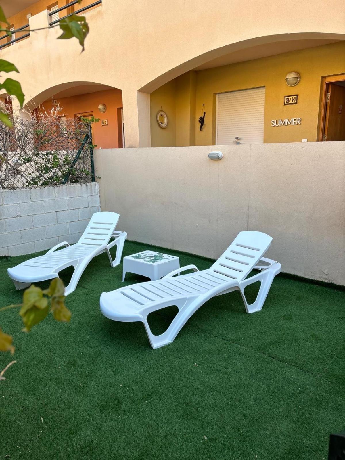 Bajo Con Jardin A Pie De Playa Y Piscina Comunitaria Con Jacuzzi Apartamento Playas de Vera Exterior foto